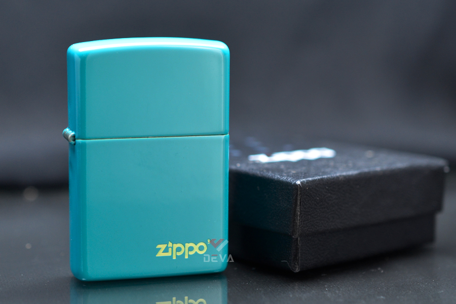 Zippo Sơn Màu Ngọc Lam In Logo Zippo Flat Turquoise
