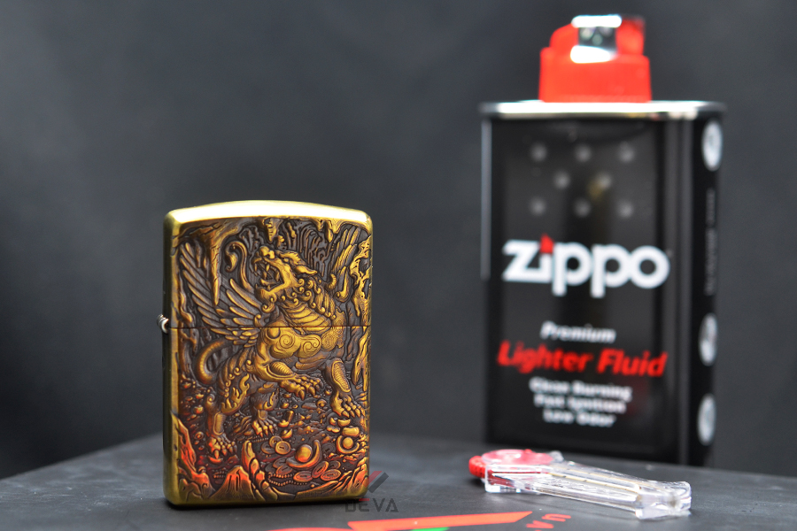 Set Zippo Armor Khắc Nổi 3D Hung Thú Thời Thượng Cổ