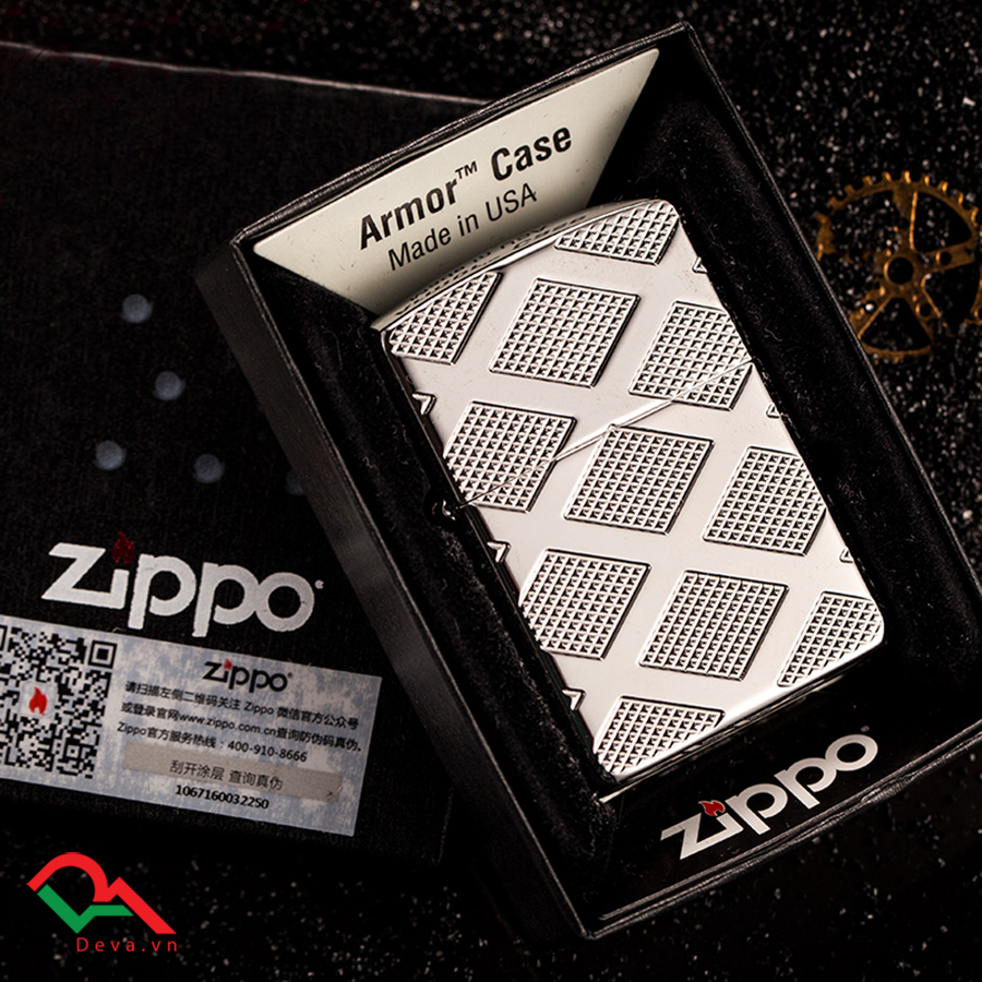 Zippo ô vuông chéo bản Armor