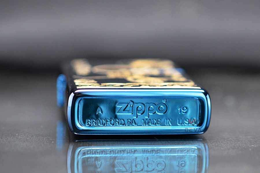 Zippo xanh cha mẹ mạ vàng