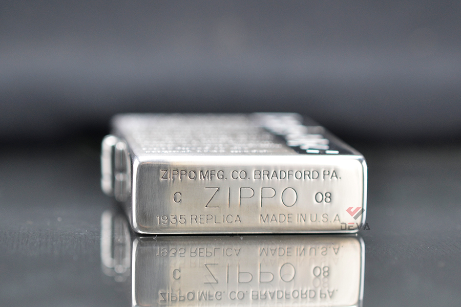 Zippo tái bản 1935 mạ bạc chữ nổi