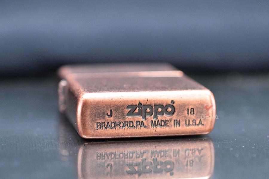 Zippo mạ đồng đỏ antique Copper