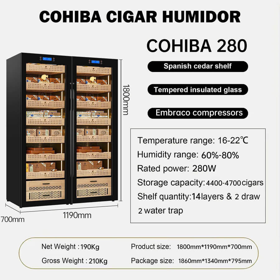 Tủ bảo quản xì gà đôi cắm điện Cohiba H280