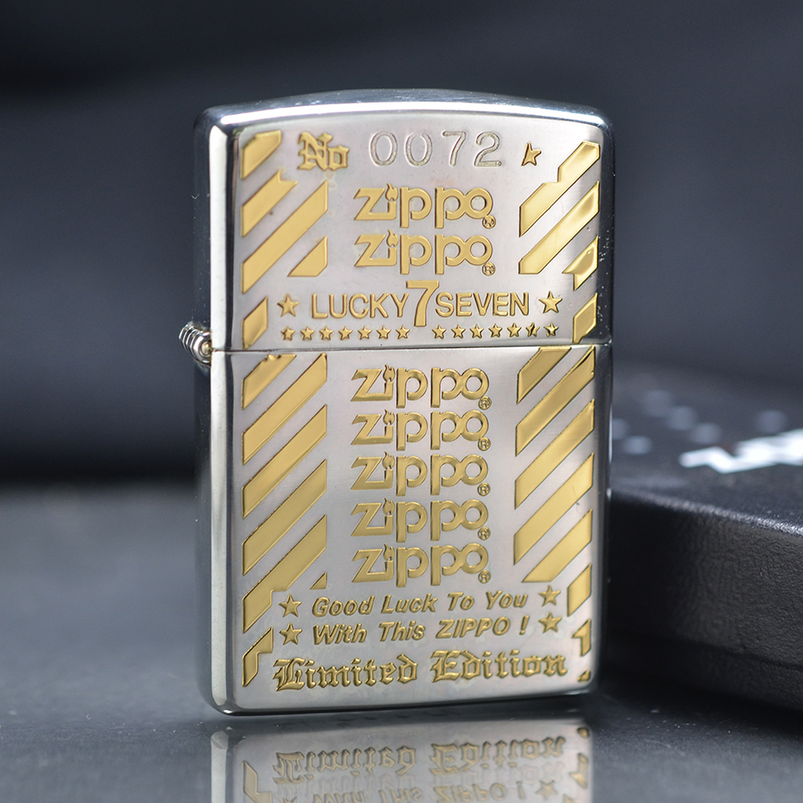 Zippo 1994 mạc bạc hoa văn dát vàng nổi