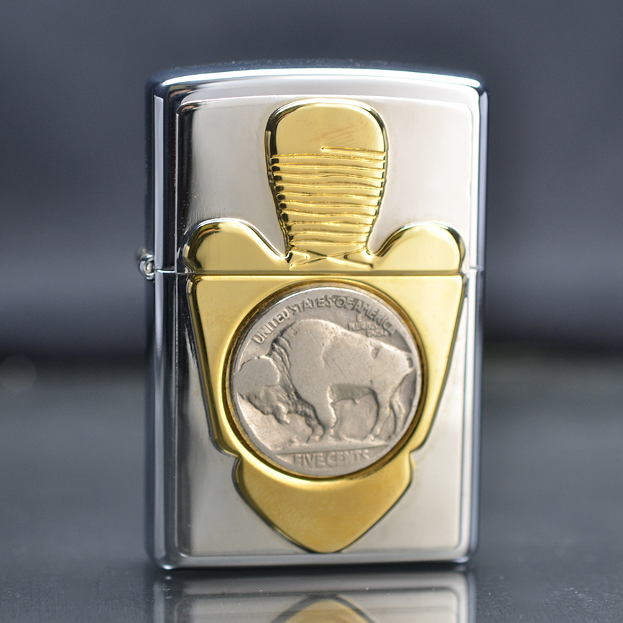 Zippo 1996 elblem mạ vàng gắn đồng xu 5 cents