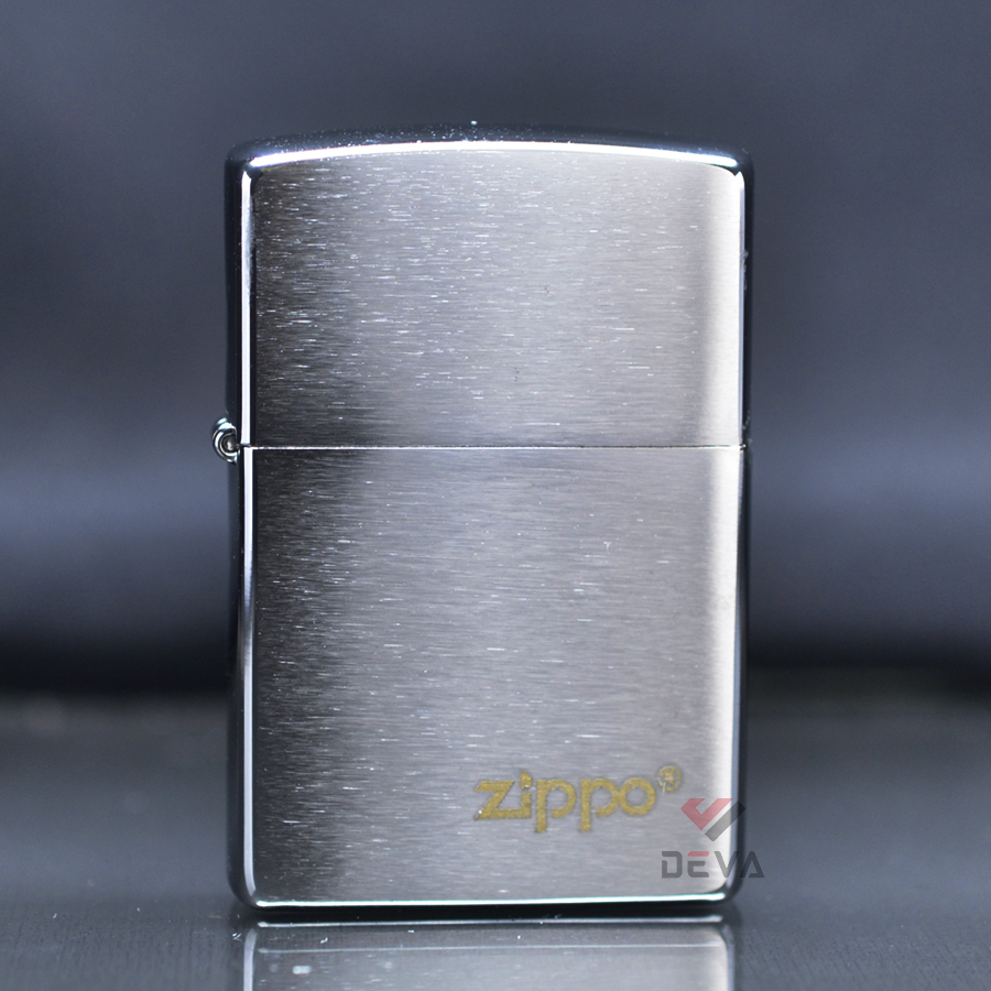 Zippo chính hãng trắng xước in logo Zippo Reg Brush Fin Chrome