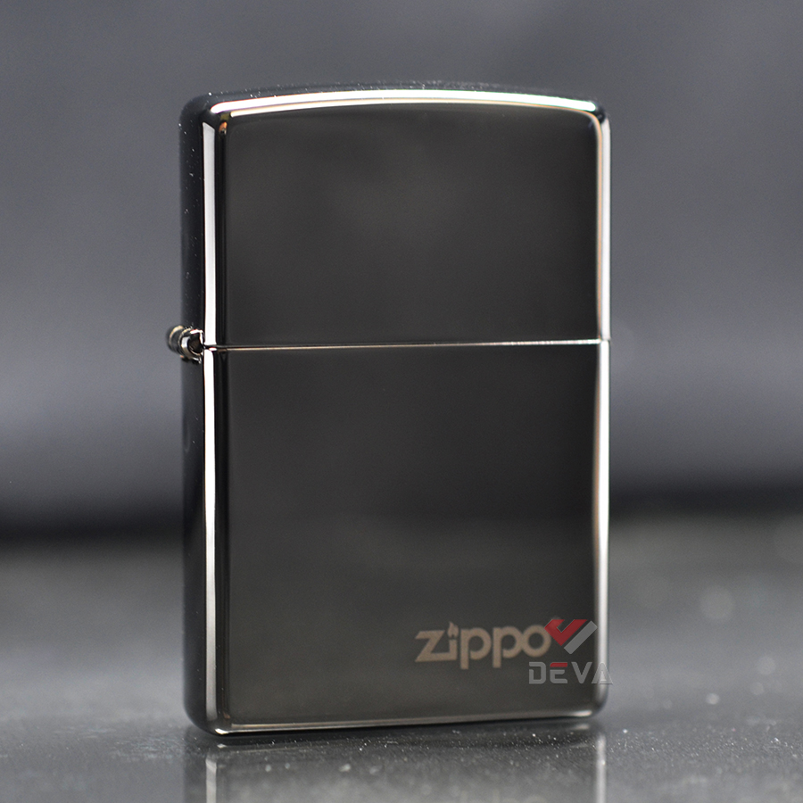 Zippo Mỹ chính hãng mạ Chrome đen bóng Black Ice