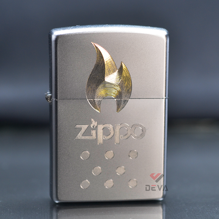 Bật lửa Zippo Satin khắc biểu tượng ngọn lửa